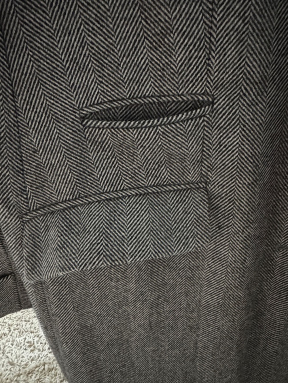 Vintage Ralph Lauren Gray Herringbone Wool-Blend Overcoat - Picture 2 of 9